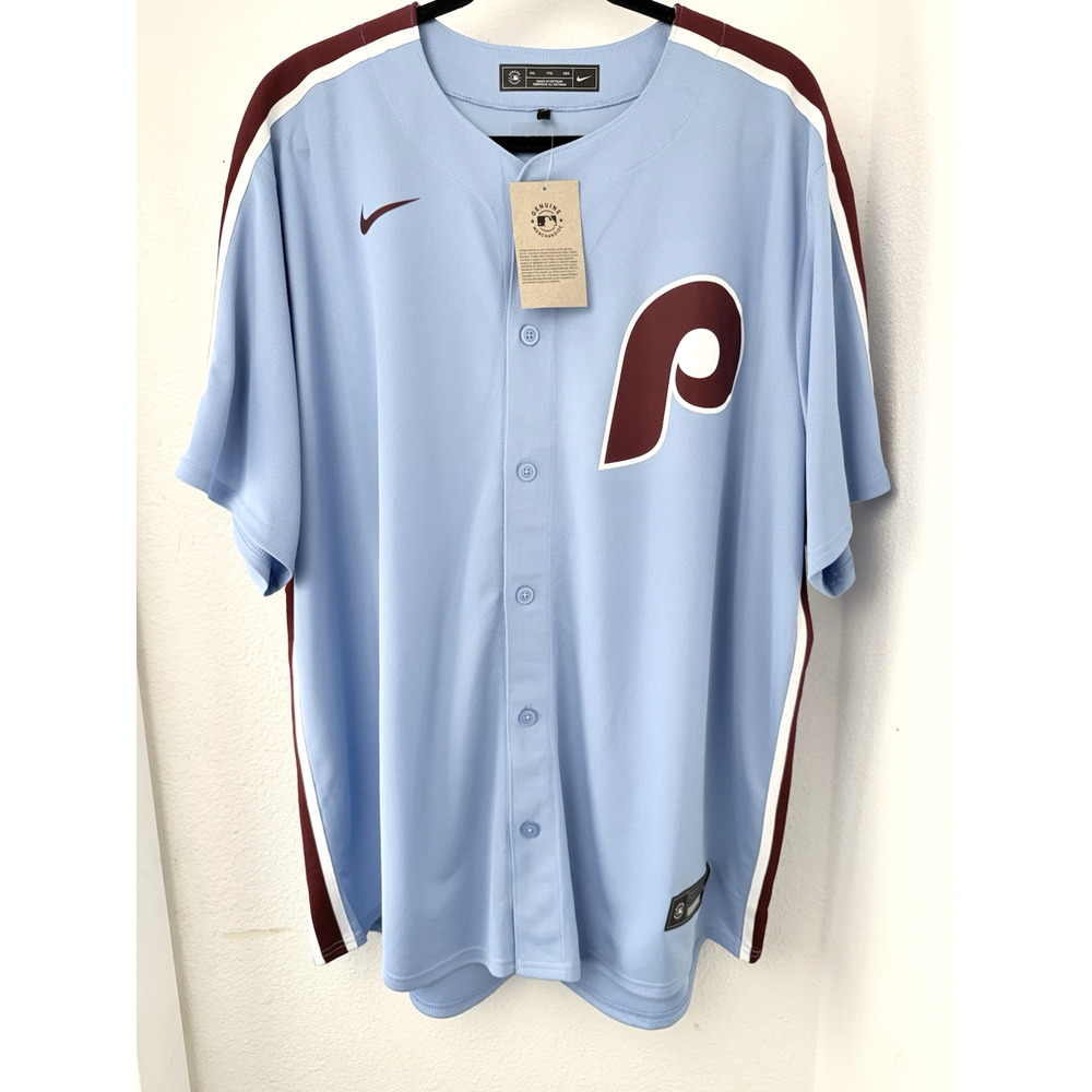 Nike Philadelphia Phillies Baseball Jersey Size XXL Button Powder Blue 86760